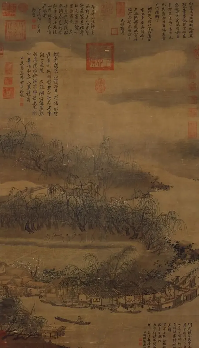 夏圭·西湖柳艇图