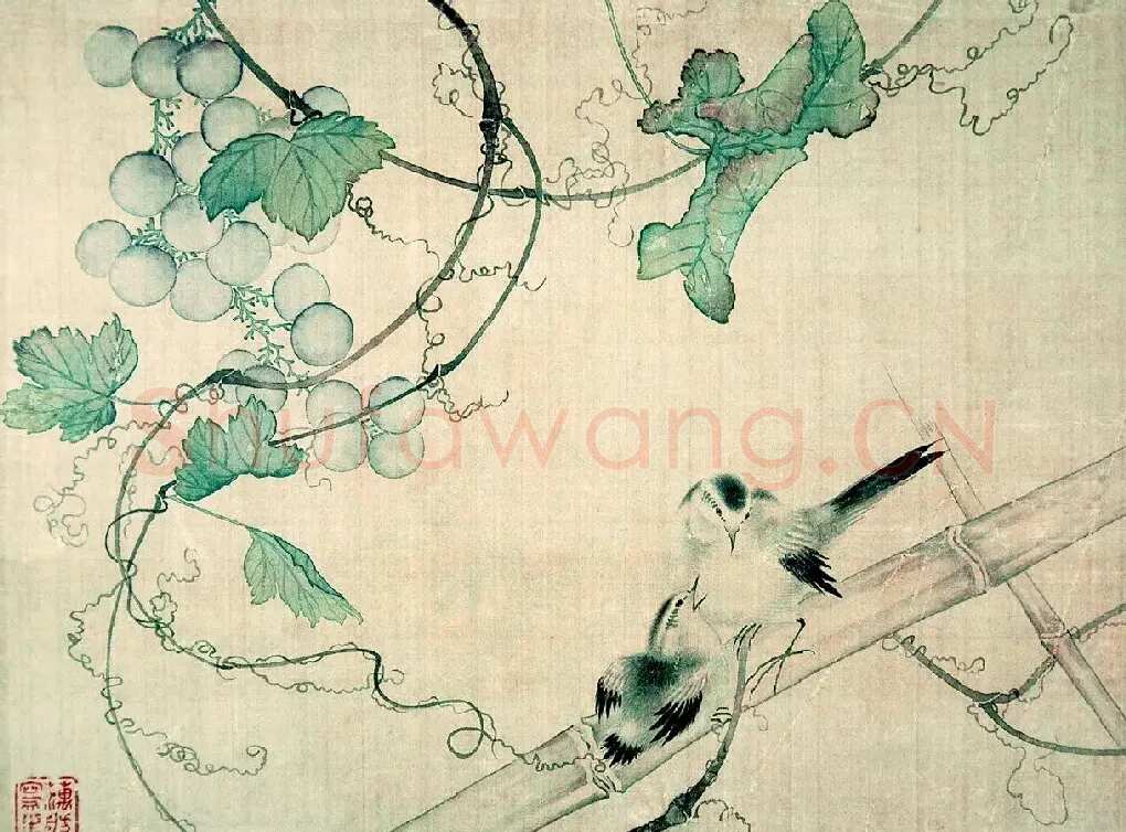 范金镛·《双鸟葡萄》