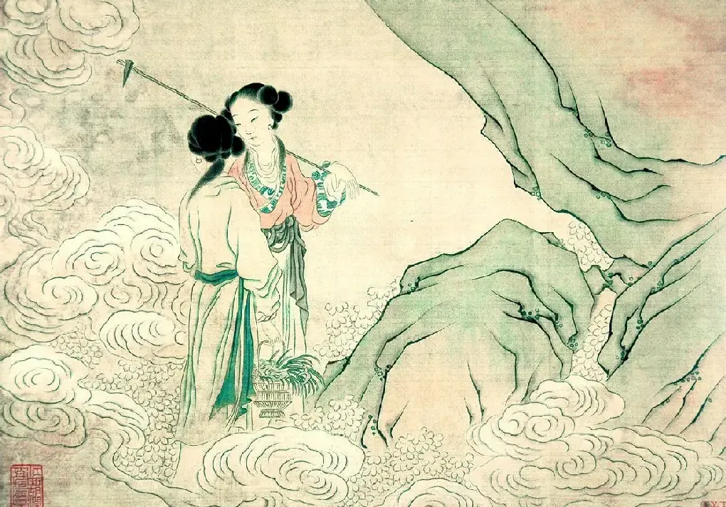 范金镛·《仕女荷锄》