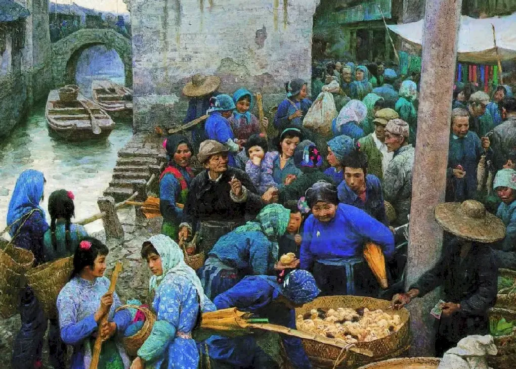 沈行工·月桥镇的早市