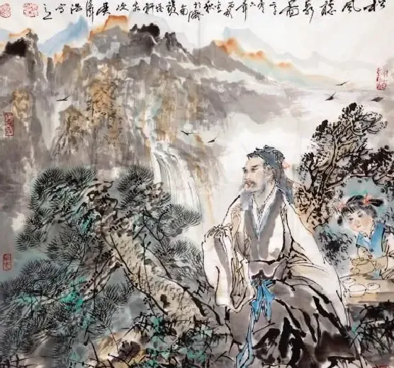 吴泽浩·松风听泉图