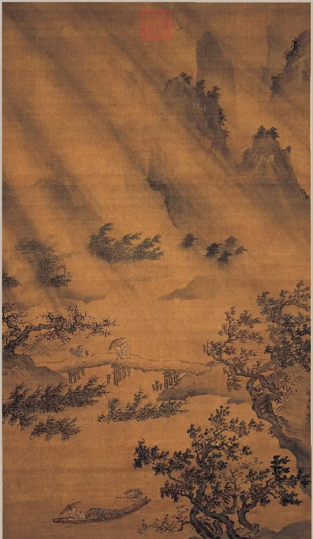 戴文进·风雨归舟图