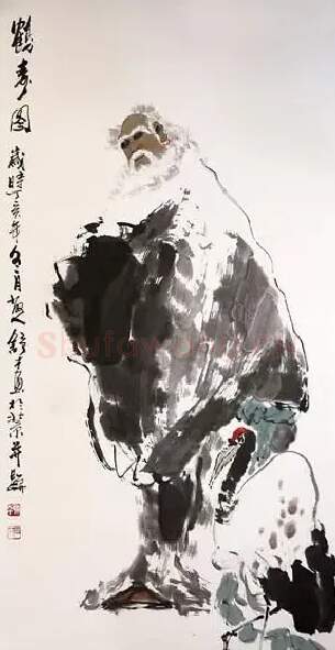 边舒才·鹤寿图