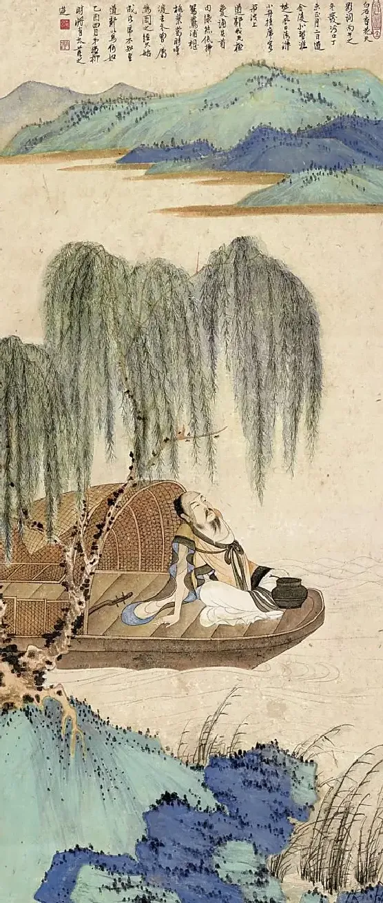 谢稚柳·柳阴泛舟