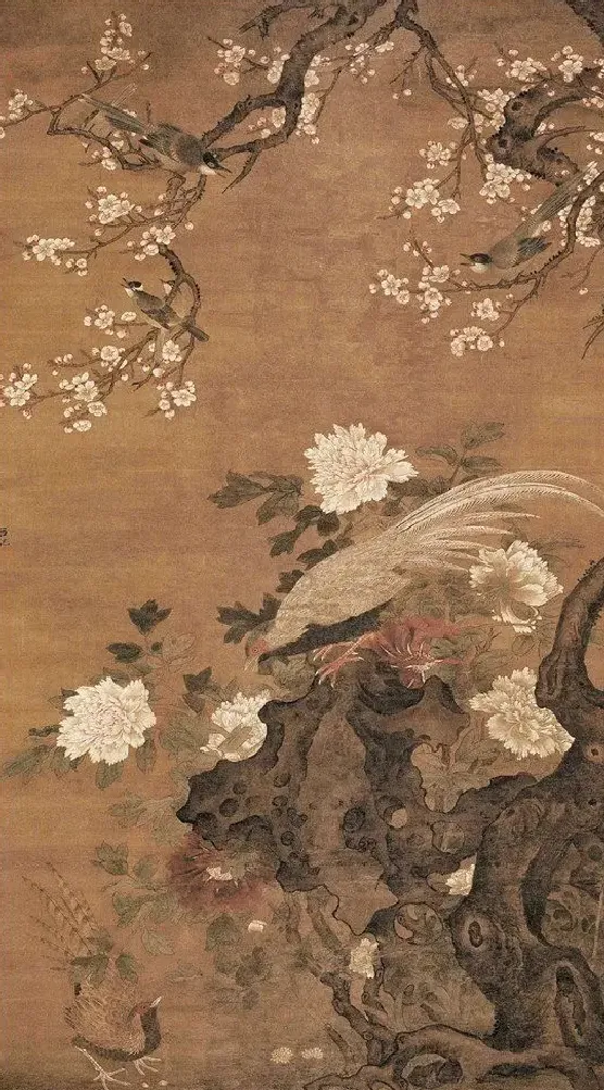 吕纪·牡丹锦鸡图