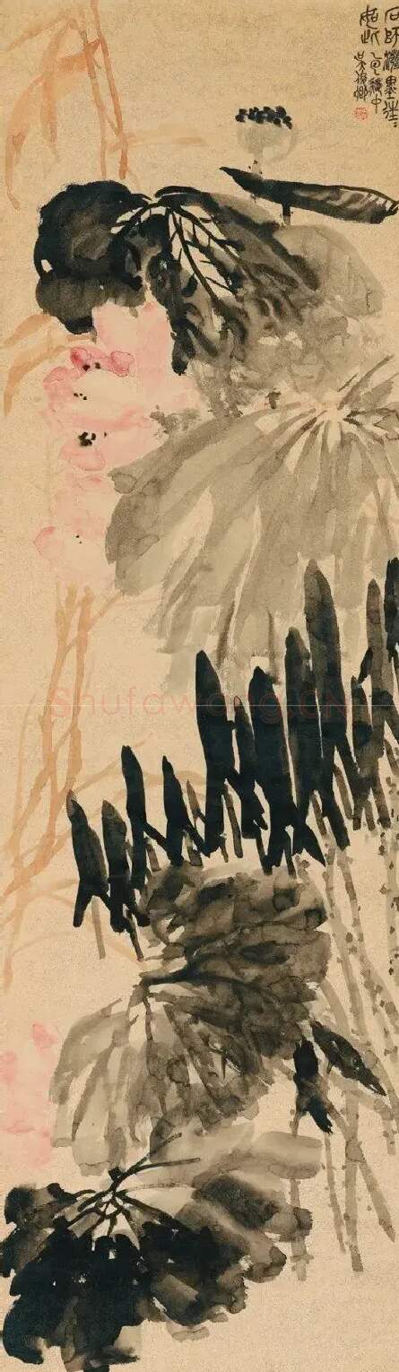 吴昌硕·荷花图轴
