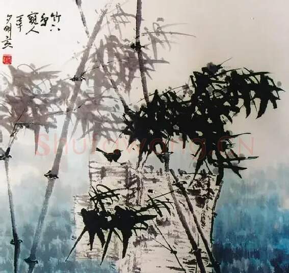 狄夕明·竹下鸟窥人