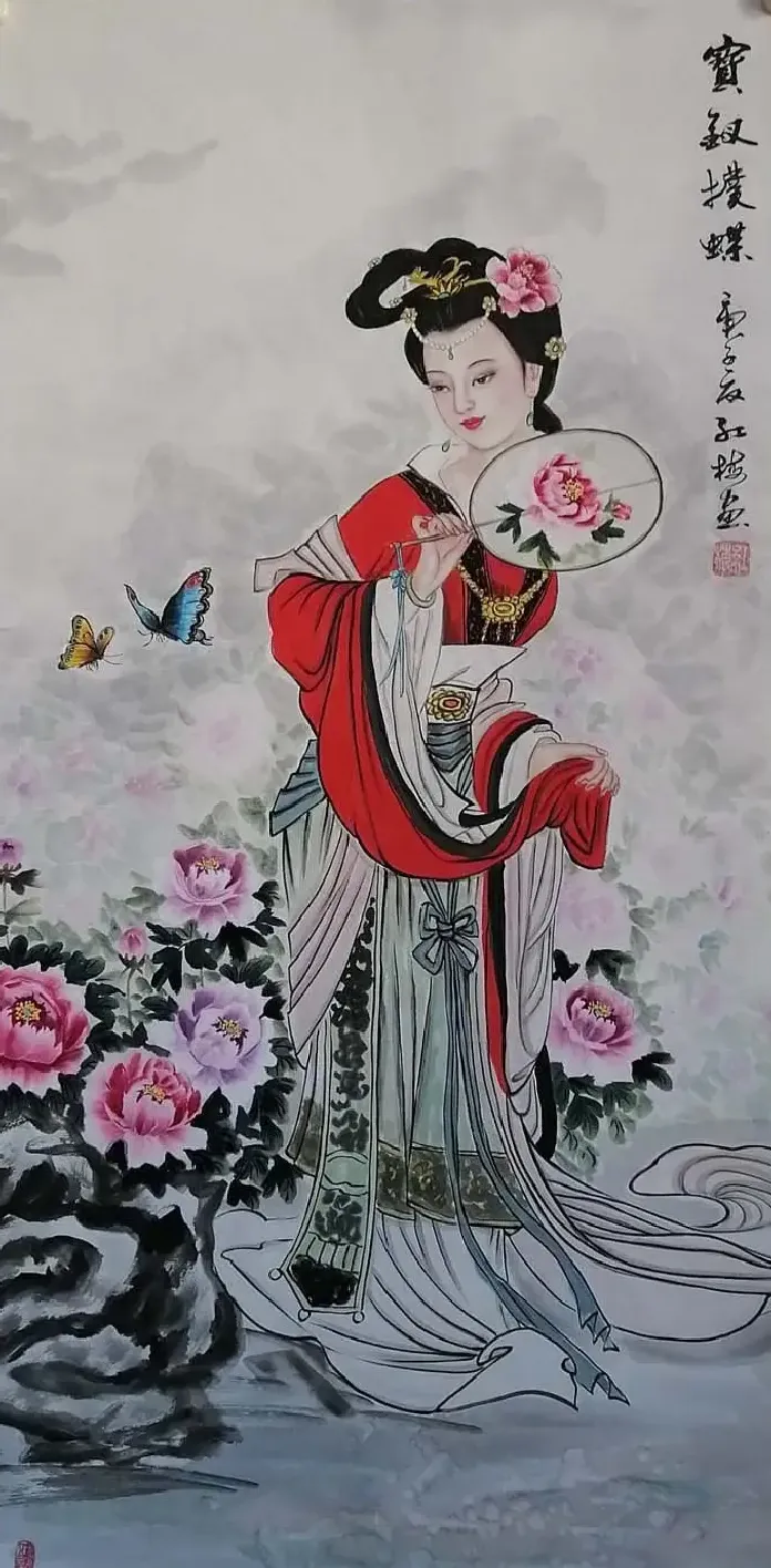 李美英·李美英画家《宝钗捕蝶》