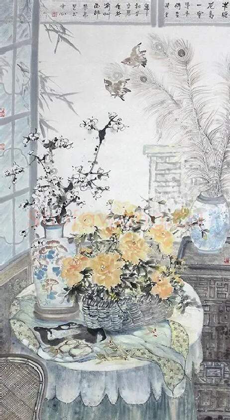 石文君·半窗花鸟