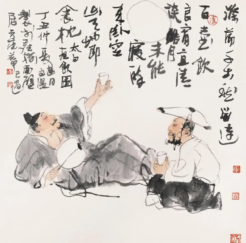 卢沉·太白夜饮图