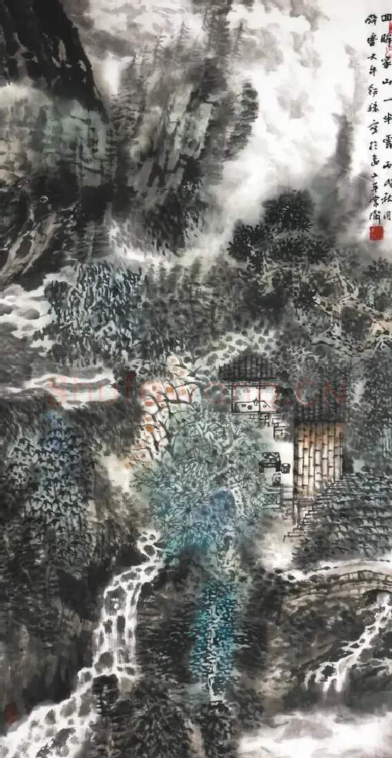 牛锡珠·浮云清溪图