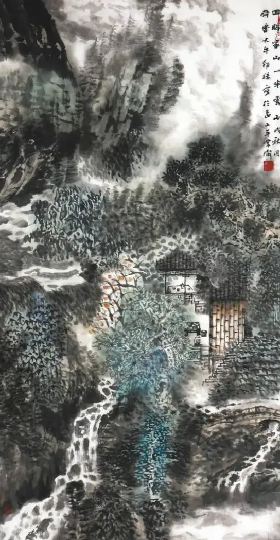 牛锡珠·浮云清溪图