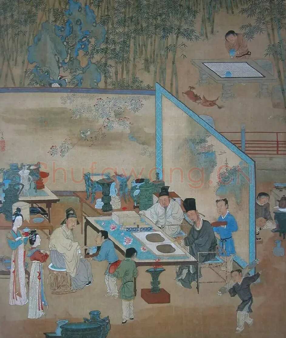 仇英·竹院品古