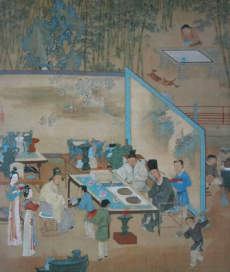 仇英·竹院品古