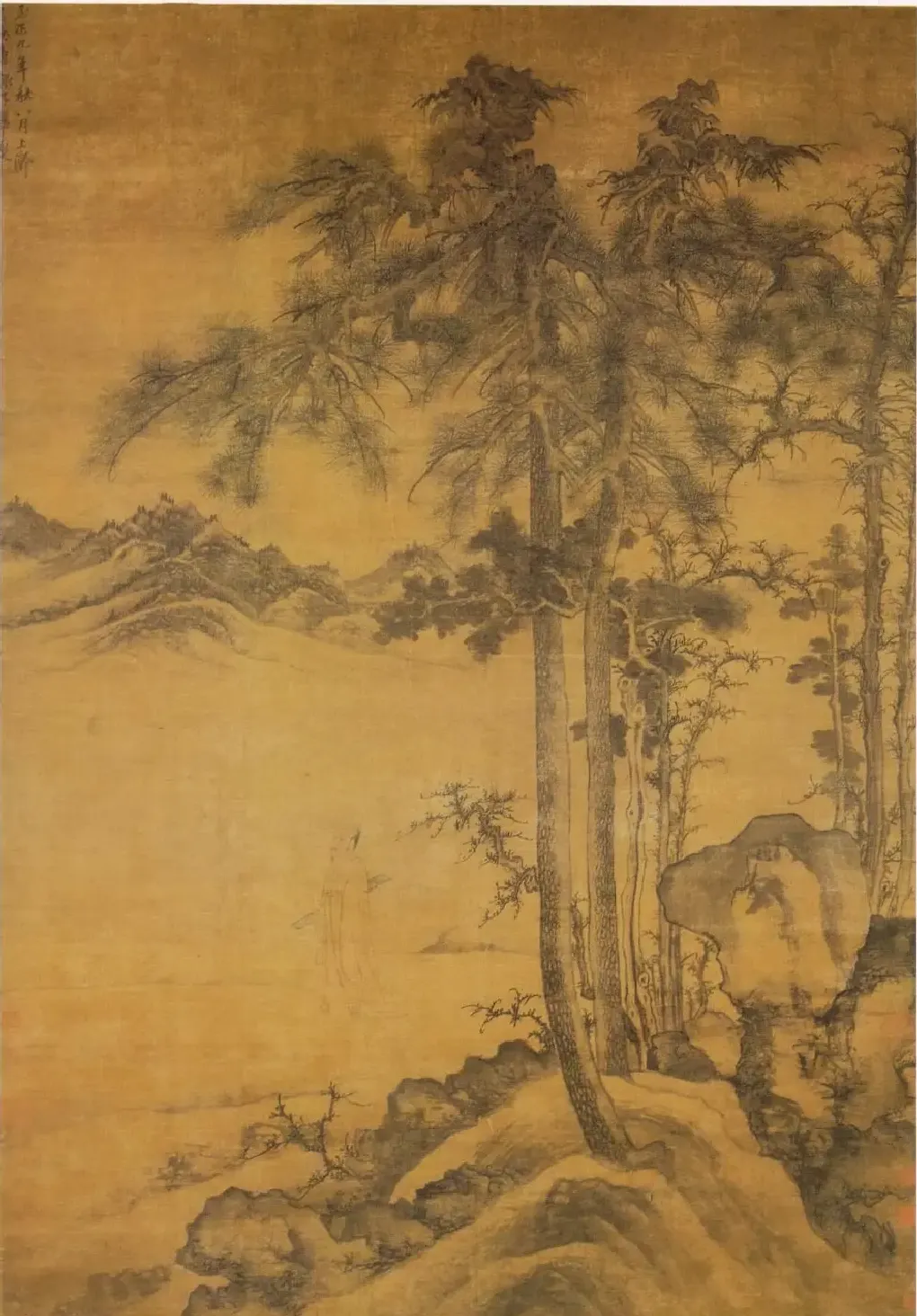 唐棣·携琴远眺图
