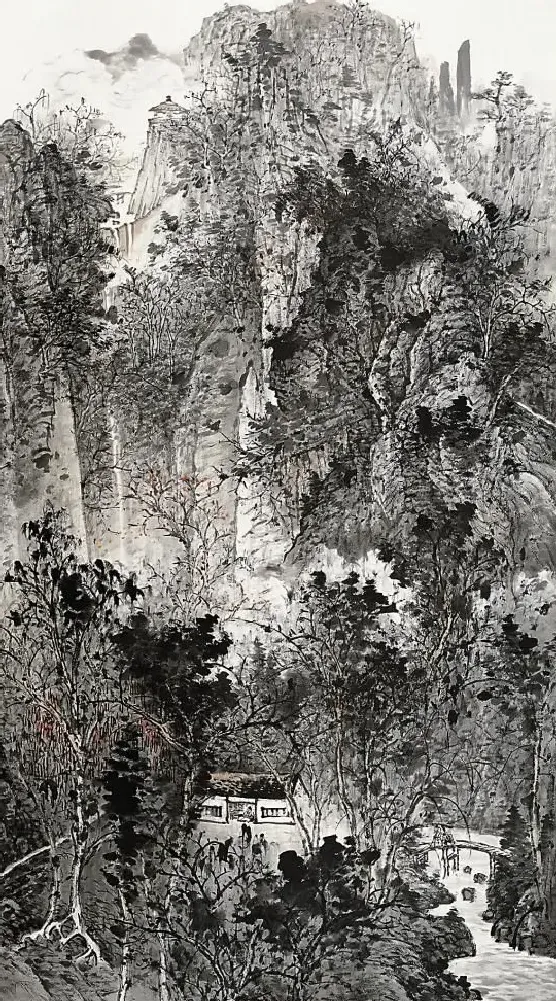 周逢俊·秋崖隐读图