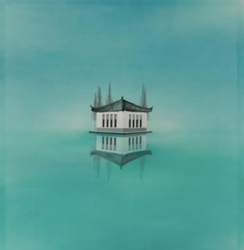 朱剑·南公园水上的轩榭