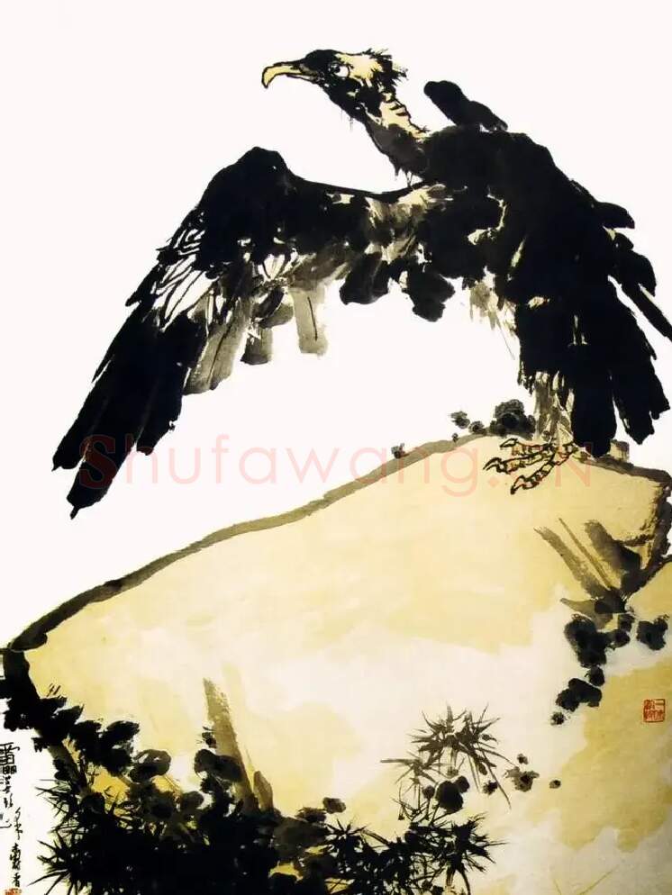 潘天寿·鹫鹰磐石图