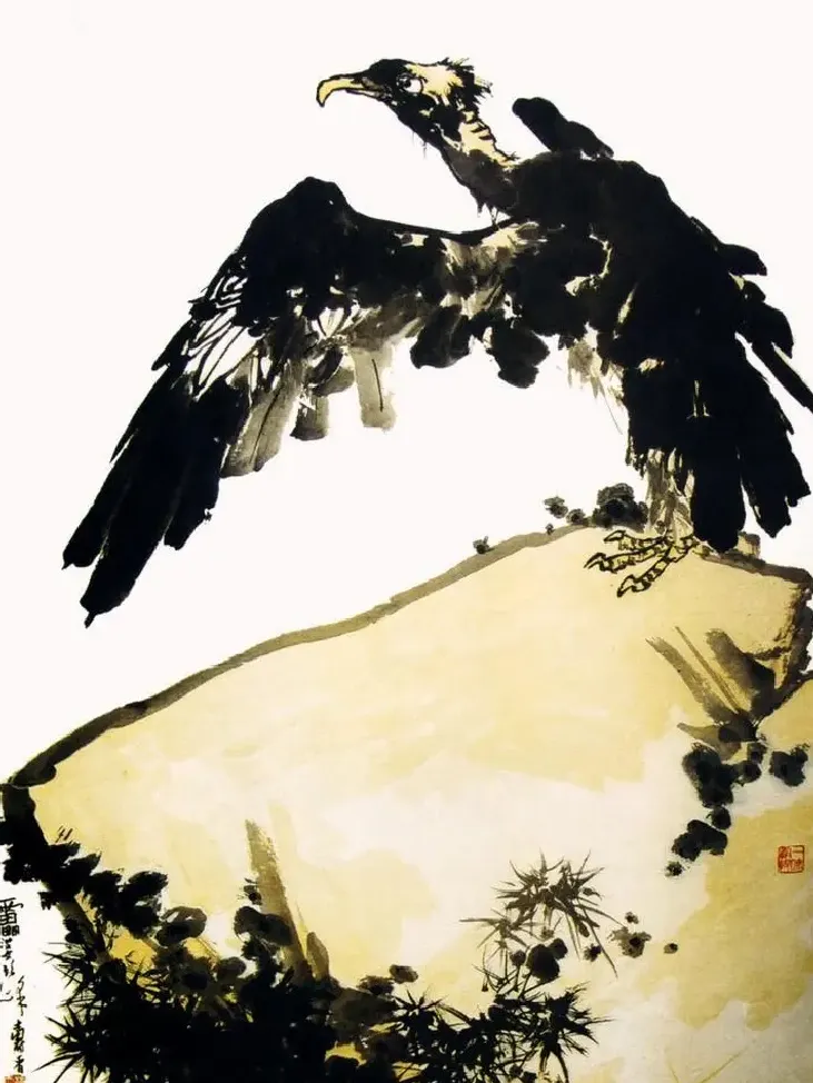 潘天寿·鹫鹰磐石图