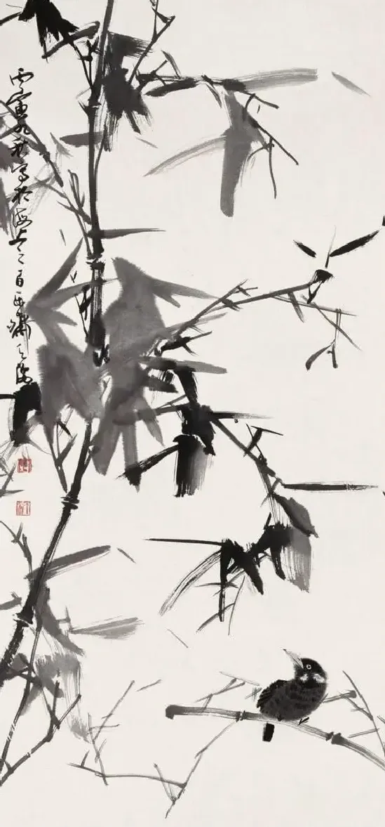 韩天衡·墨竹游禽
