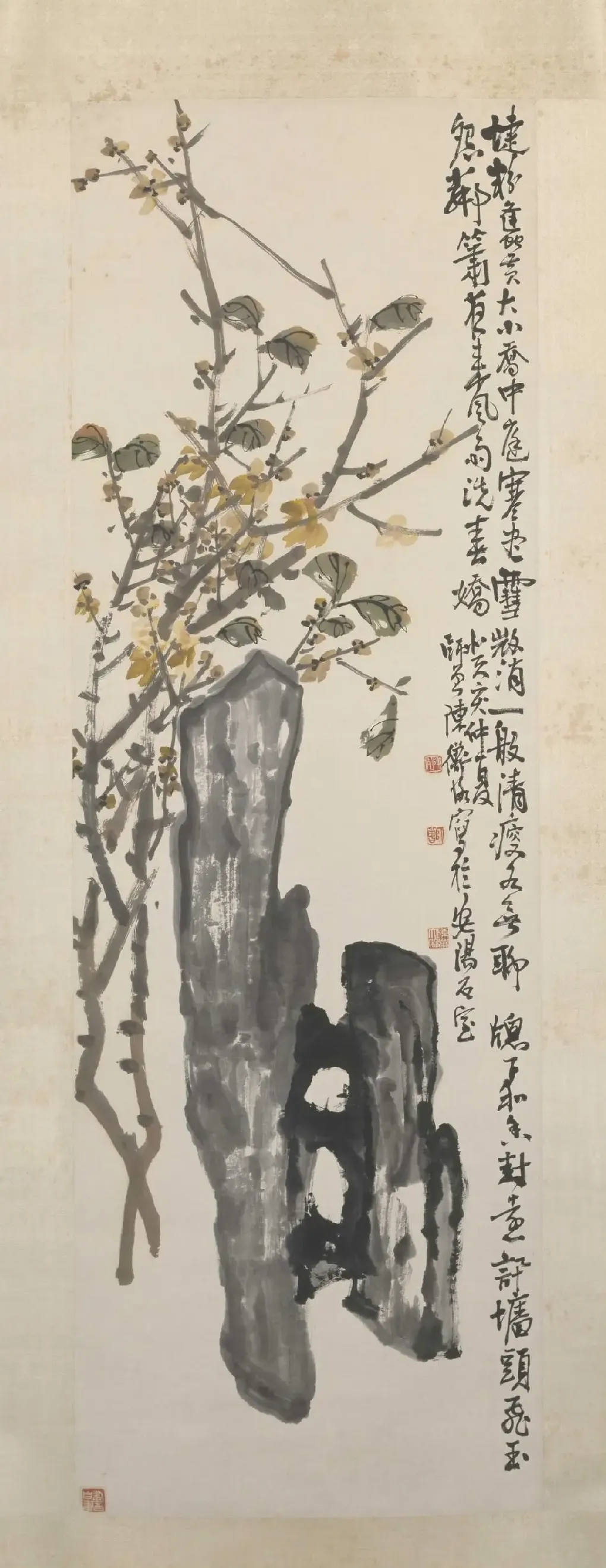 陈师曾·腊梅秀石图