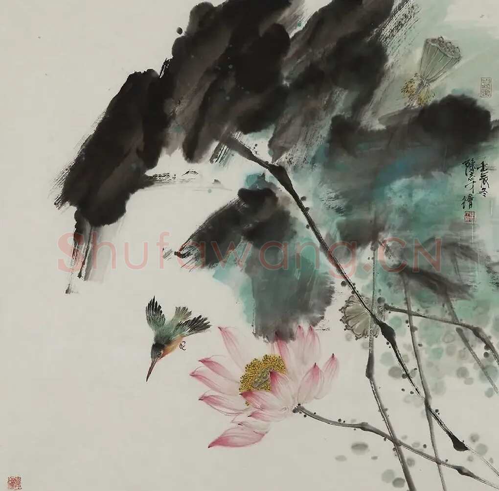 陈志才·荷花翠鸟