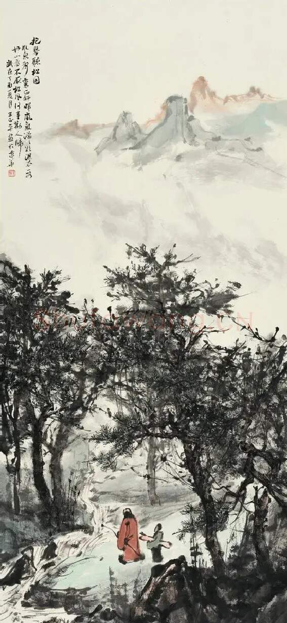 王正平·抱琴听松图