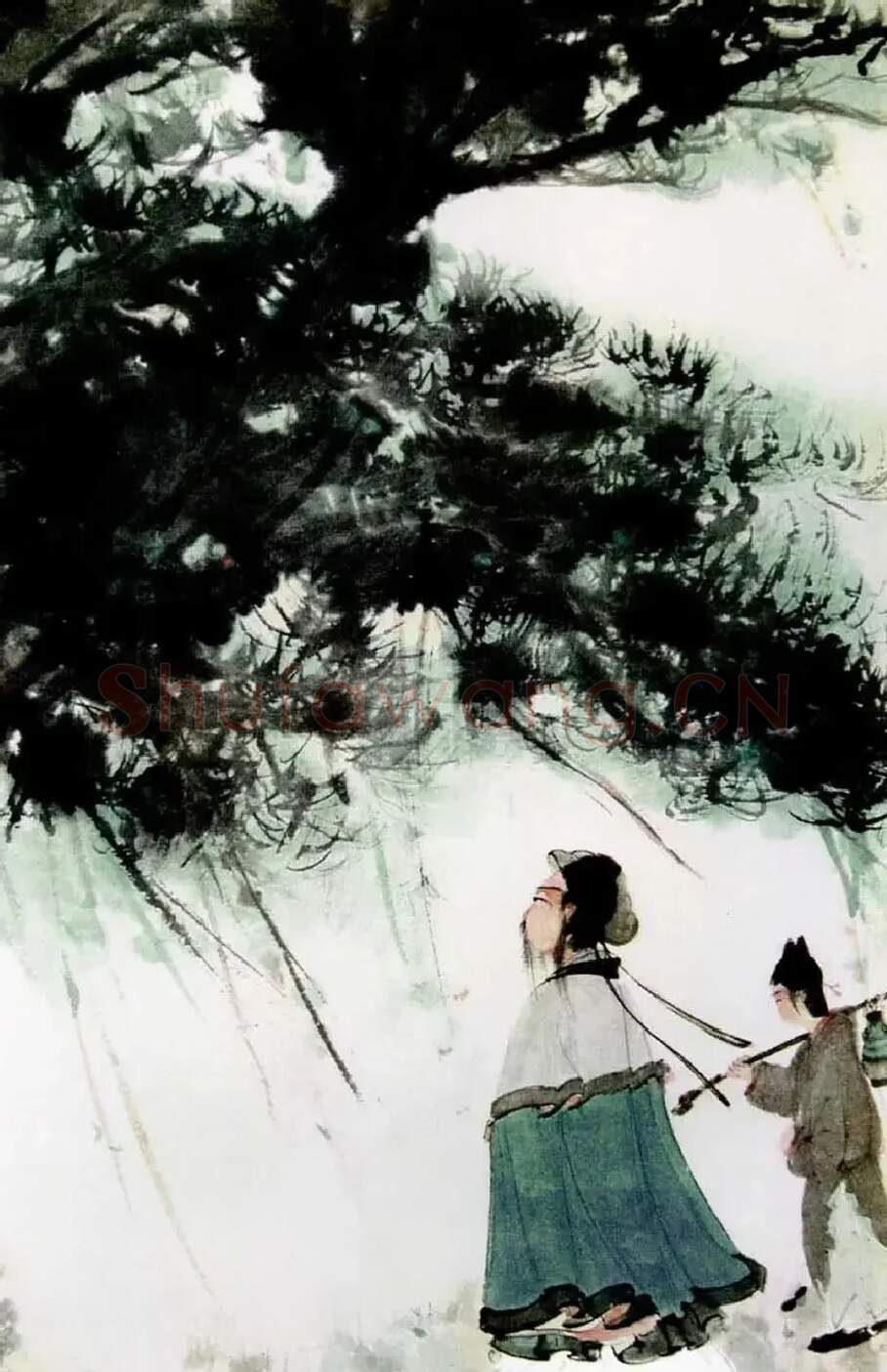 傅抱石·陶渊明携酒图