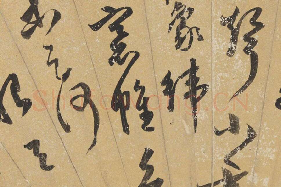 周天球书法《草书诗》扇面页局部 (2)