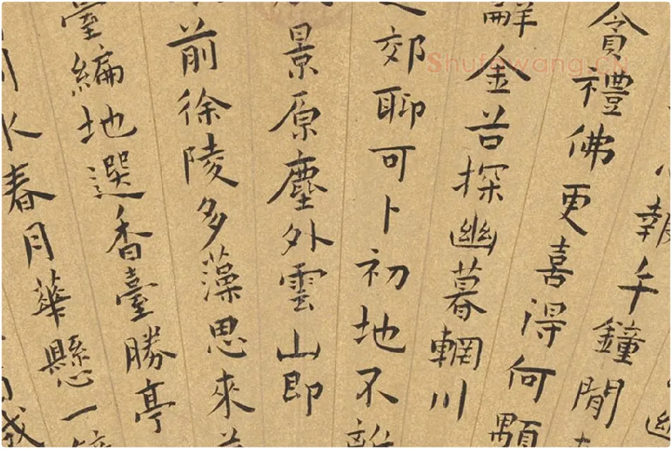 王宠楷书《五言诗》书法扇面页局部 (2)