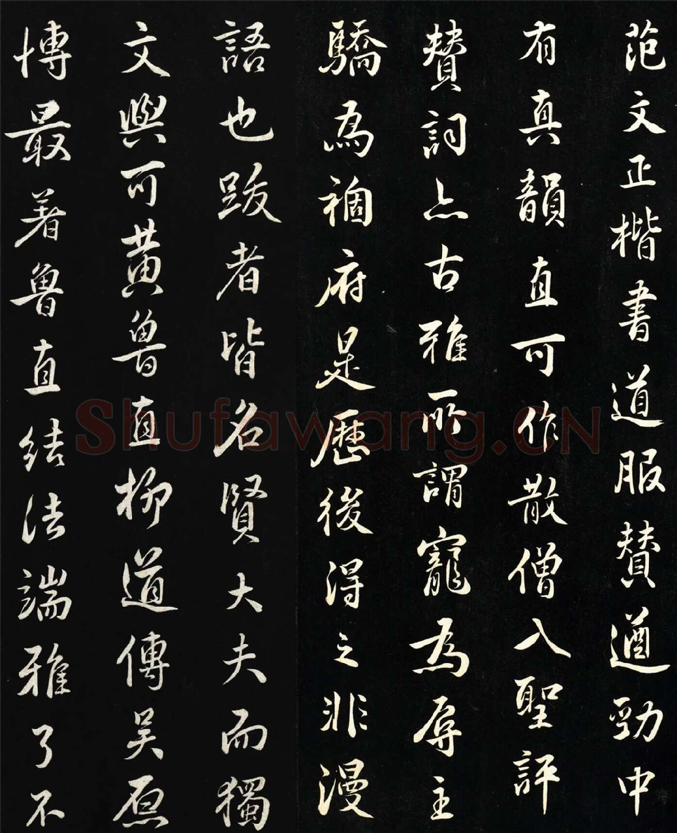 王世贞行楷书题跋《范仲淹道服赞》局部