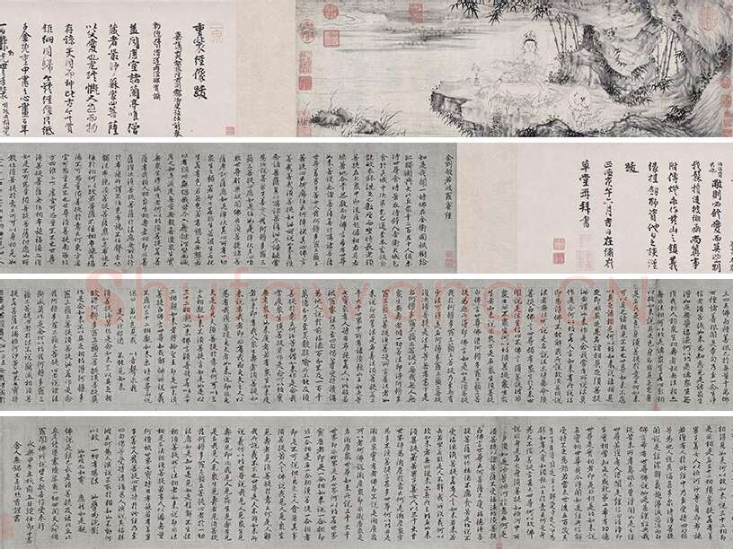 王绂《画观音书金刚经合璧卷》书画全卷