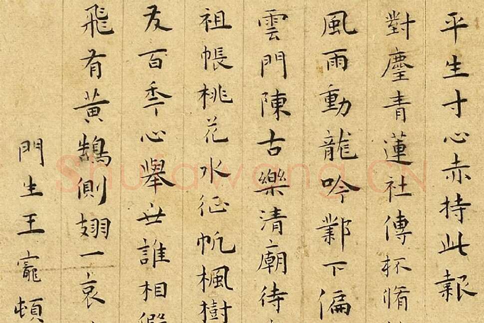王宠楷书《书呈林翁蔡尊师衡山文丈诗》局部 (3)