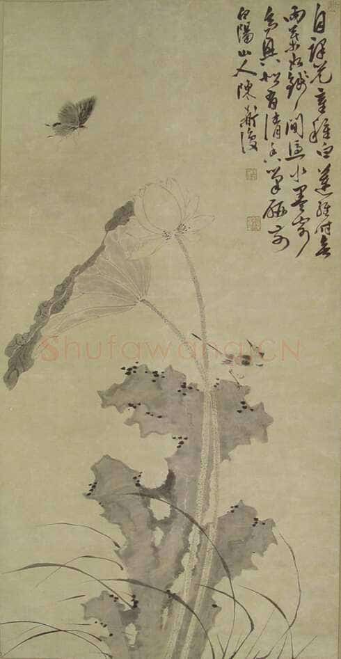 陈淳《荷花小鸟图》