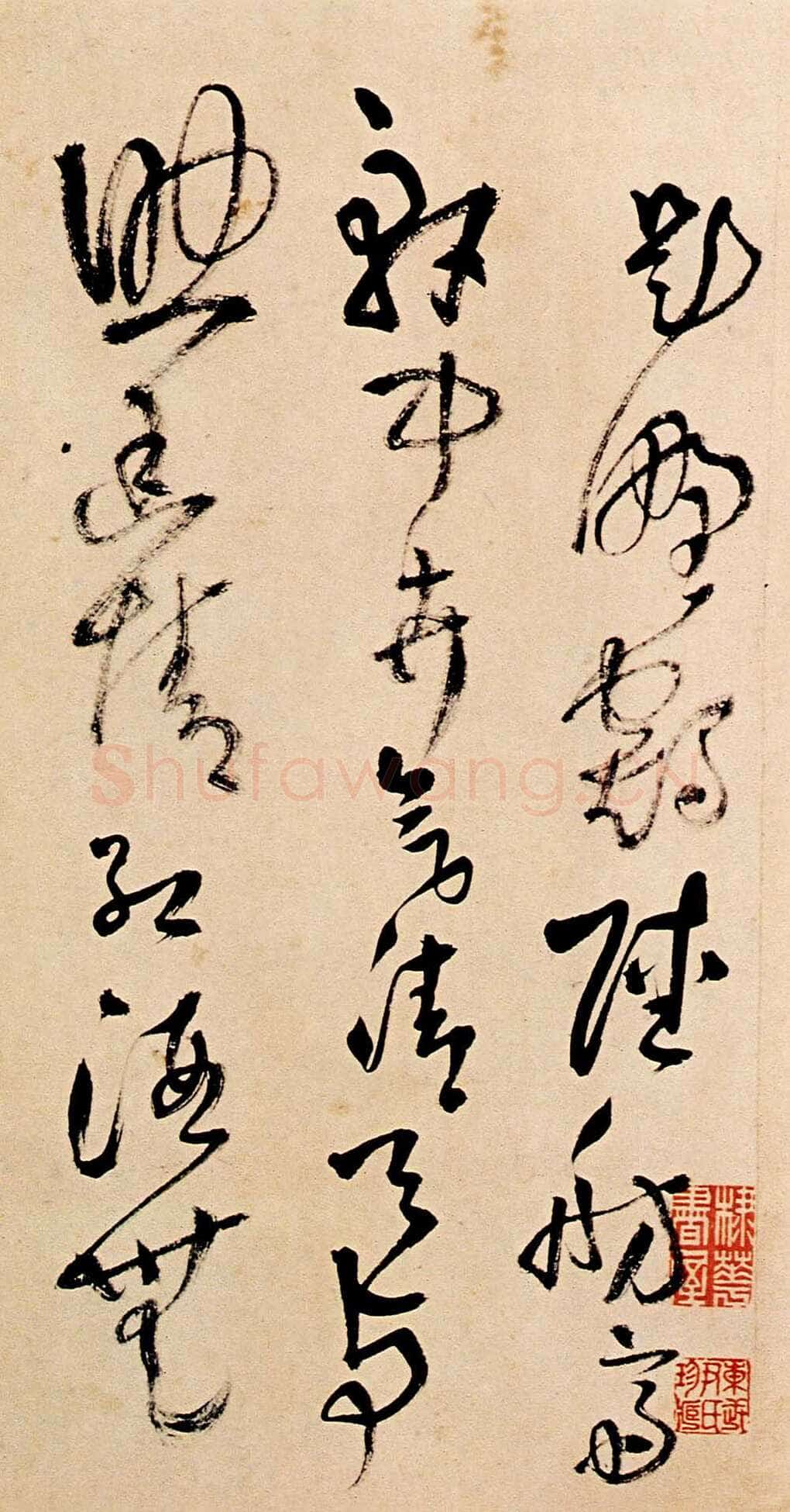 王铎《题野鹤陆舫斋》清顺治七年(庚寅1650年)537×30.5 cm 纸本湖北省博物馆藏