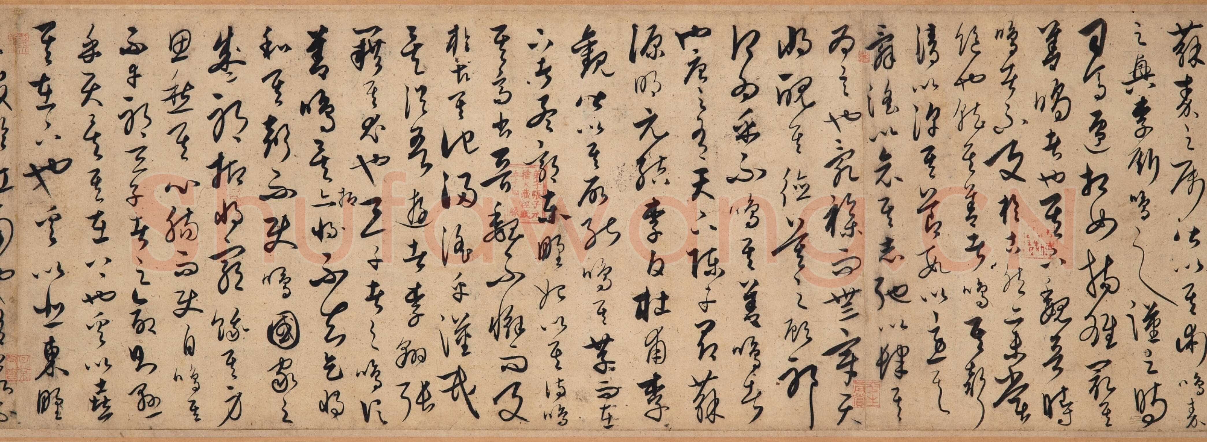 饶介《草书韩愈柳宗元文卷》藏经纸本，29.8×599.1cm 1361年 香港苏富比2025春拍