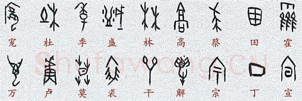 甲骨文百家姓甲骨文写法,摘自甲骨文百家姓