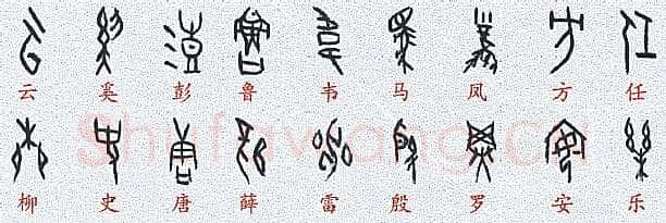 甲骨文百家姓甲骨文写法,摘自甲骨文百家姓