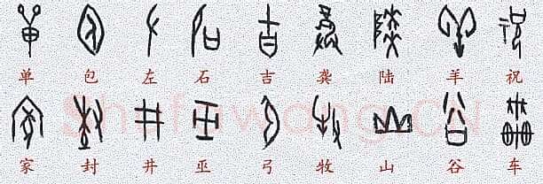 甲骨文百家姓甲骨文写法,摘自甲骨文百家姓