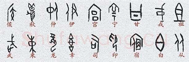 甲骨文百家姓甲骨文写法,摘自甲骨文百家姓