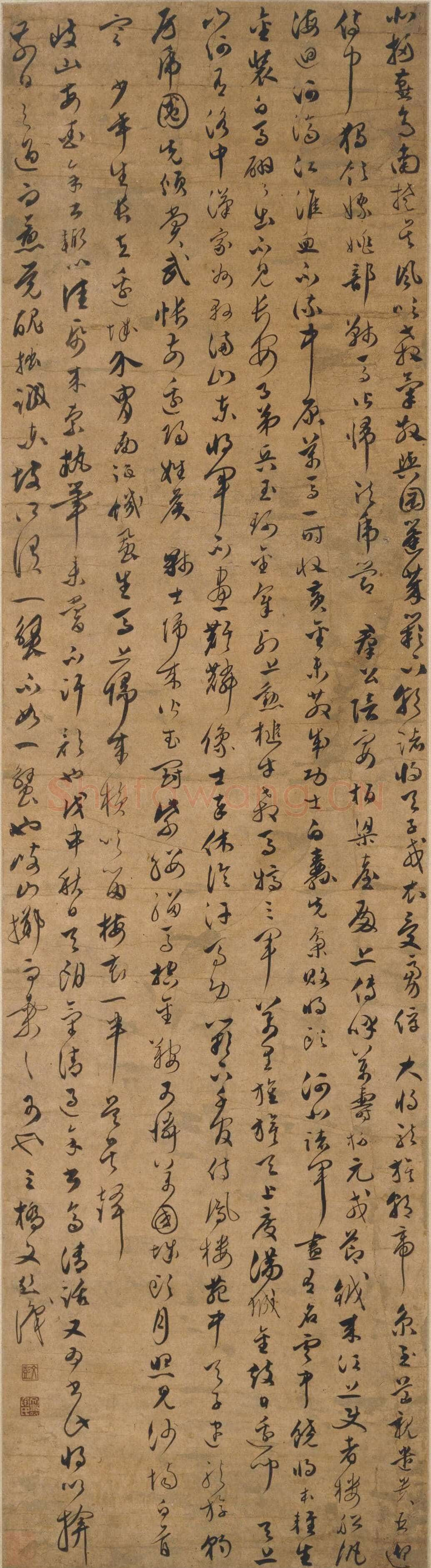 文彭《草书何景明诸将入朝歌十首诗轴》绢本草书 122.7×33.2cm 上海博物馆藏