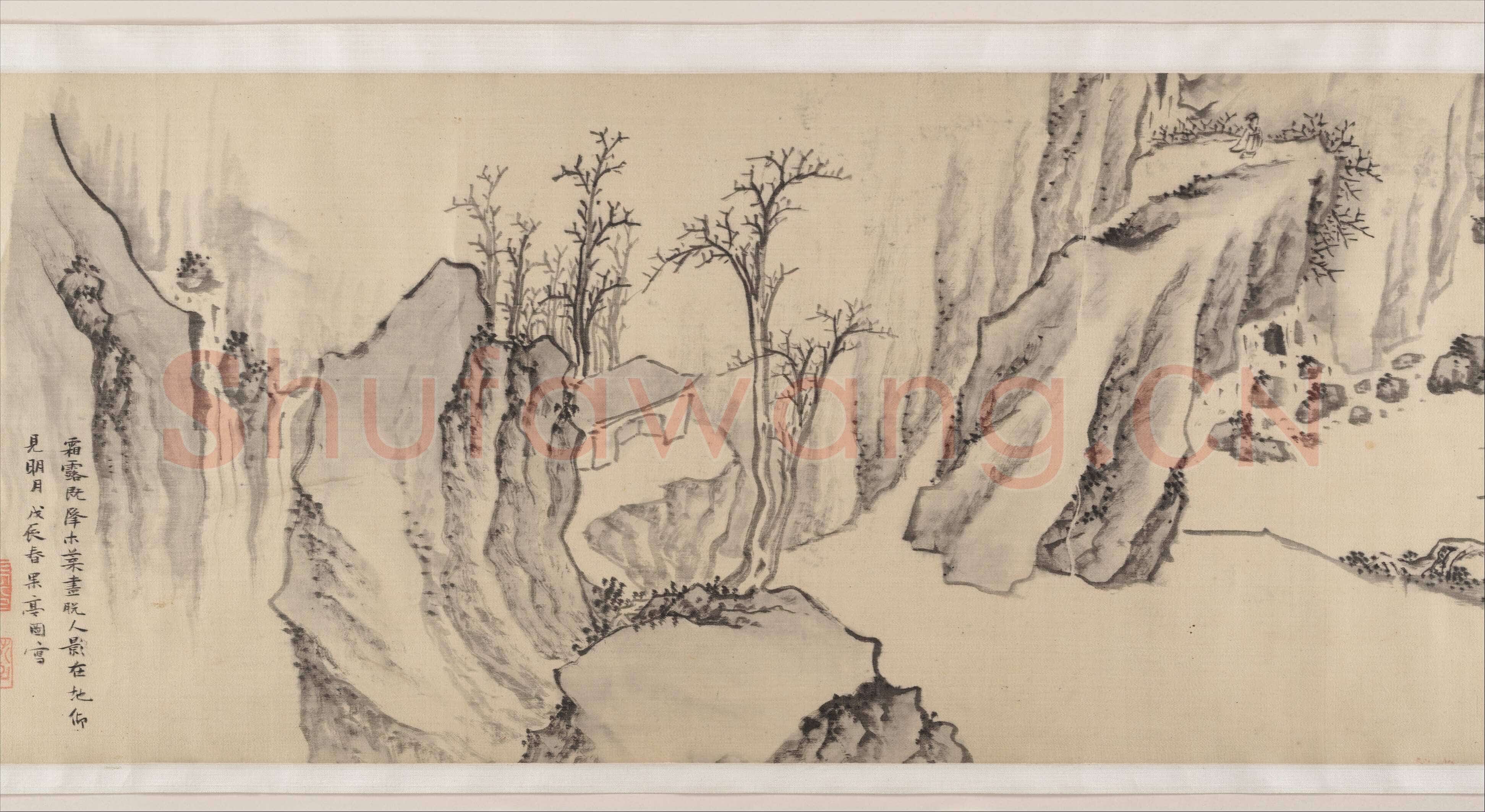 张瑞图《赤壁怀古大江东去》书画合卷 绫本 27.9×320厘米 崇祯二年(1629)纽约大都会艺术博物馆藏