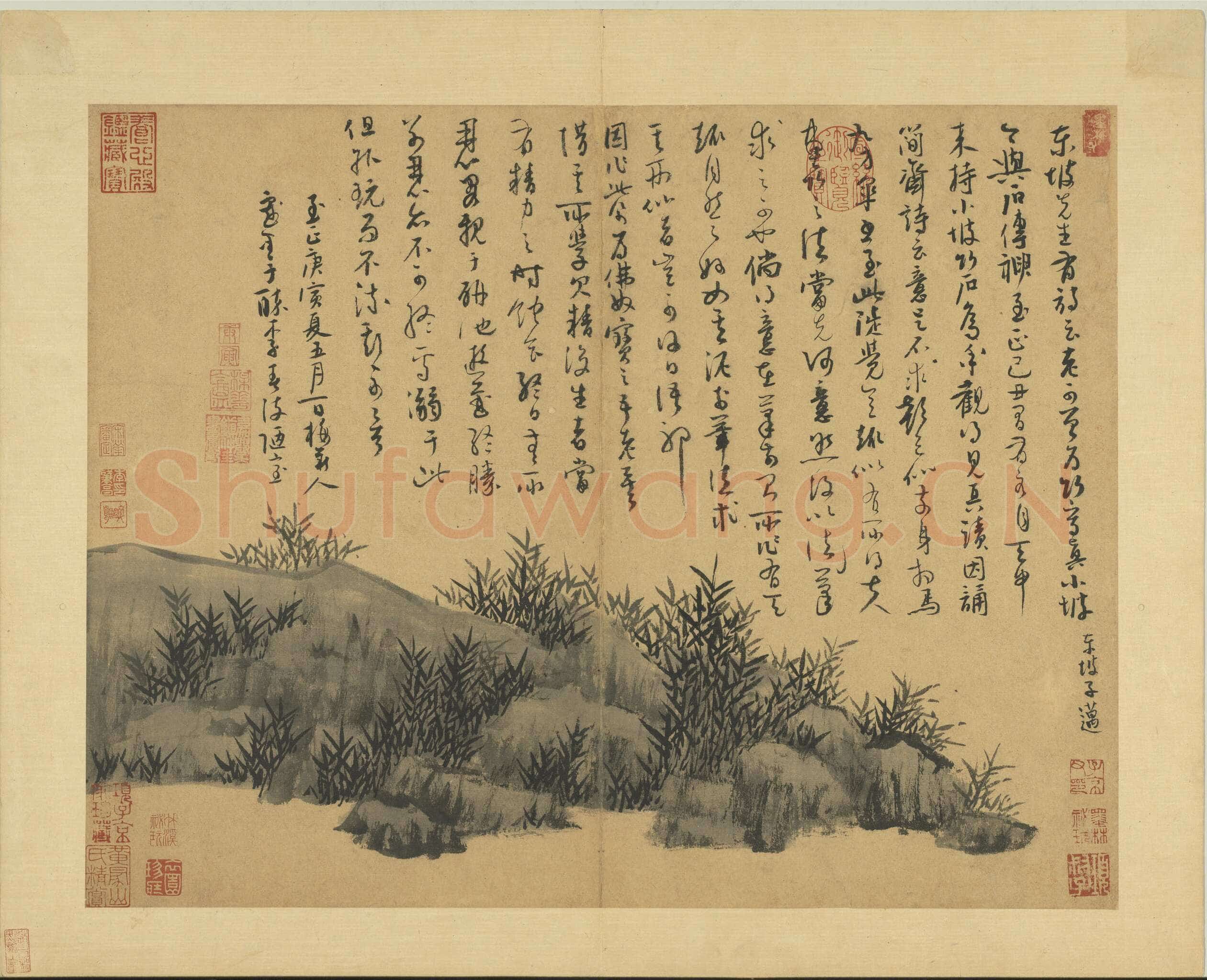 吴镇《墨竹谱》册 纸本 每页纵40.3厘米,横52厘米 二十二页 台北故宫博物院藏
