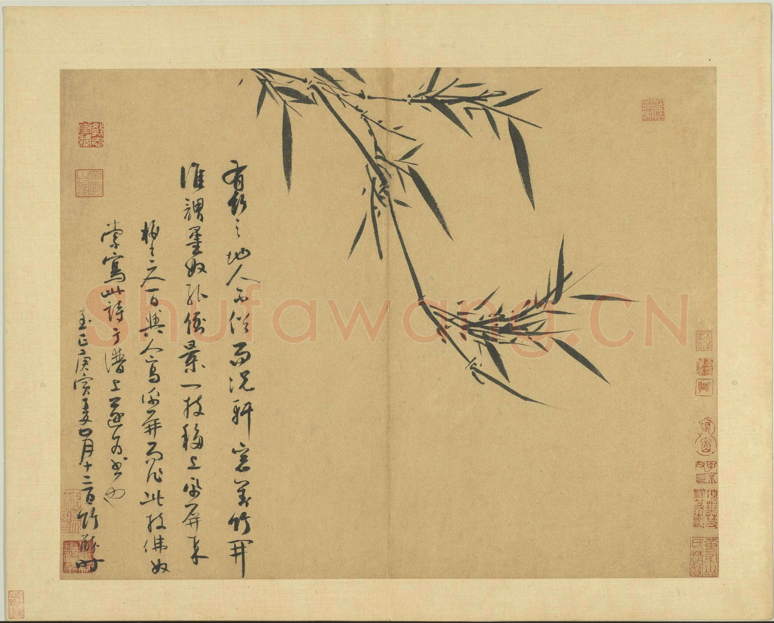 吴镇《墨竹谱》册 纸本 每页纵40.3厘米,横52厘米 二十二页 台北故宫博物院藏
