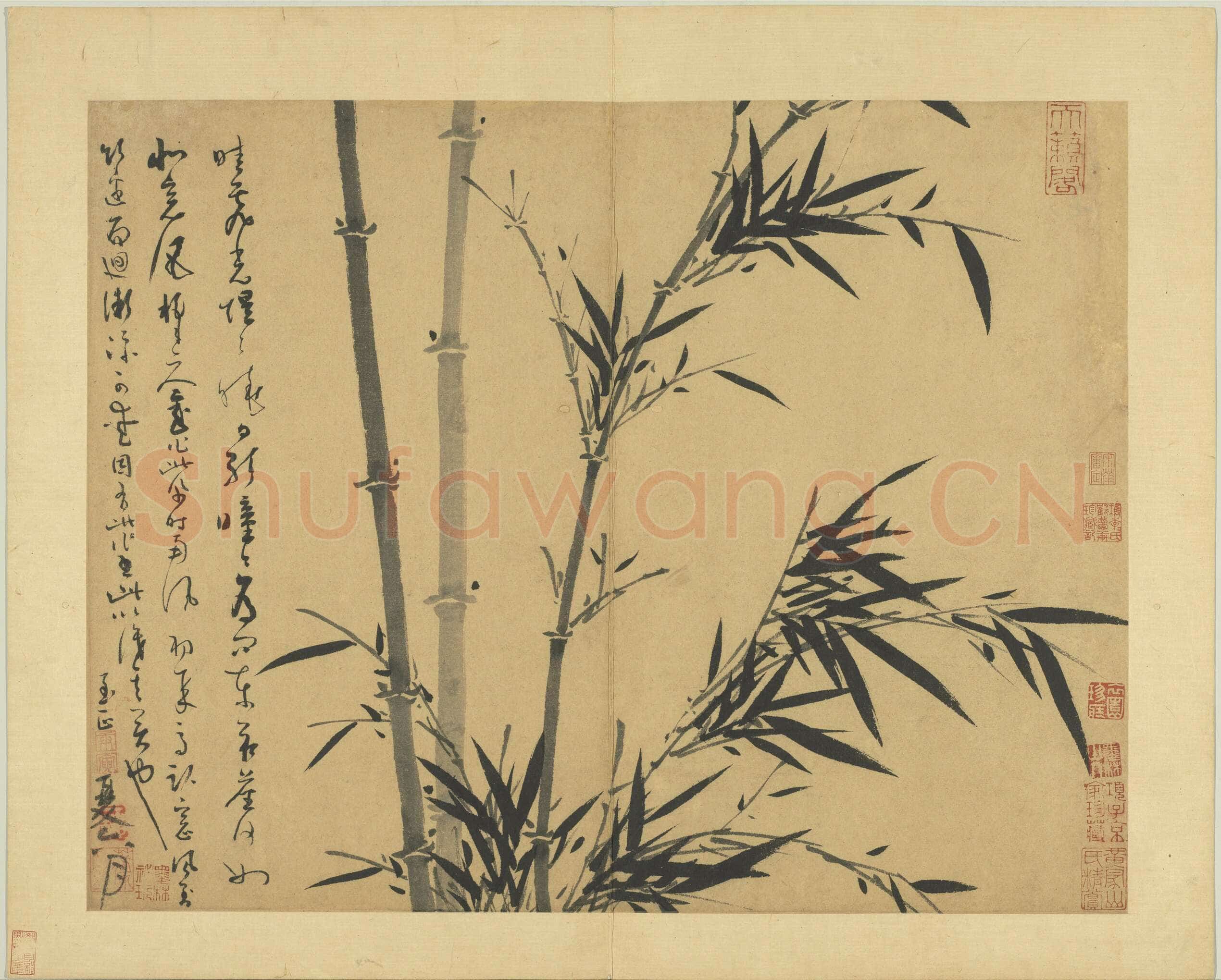 吴镇《墨竹谱》册 纸本 每页纵40.3厘米,横52厘米 二十二页 台北故宫博物院藏