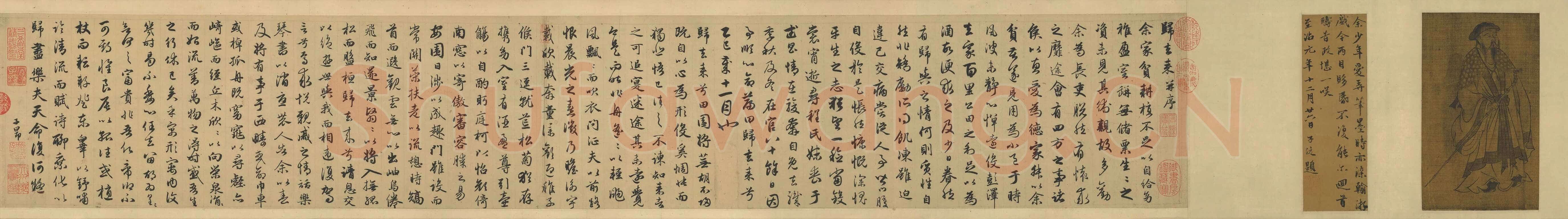 赵孟頫《归去来卷》纸本行书,24×146 厘米。辽宁省博物馆藏