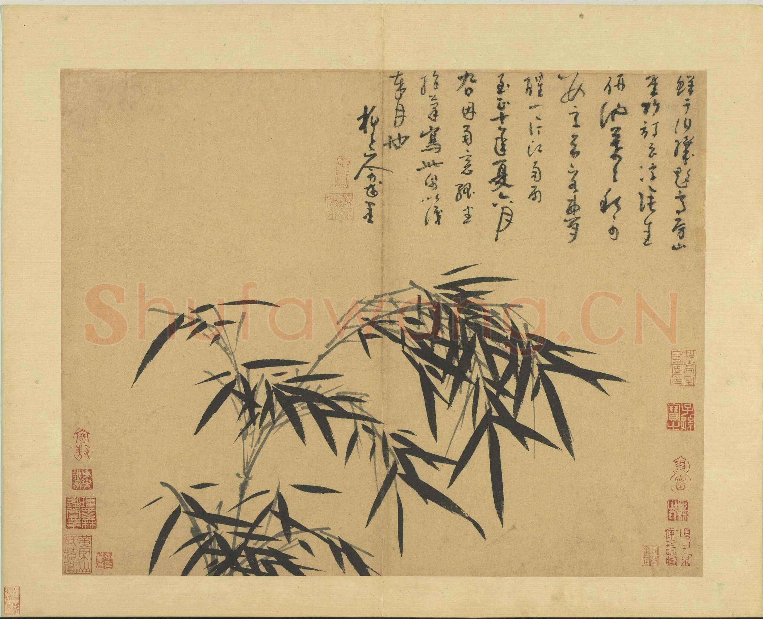 吴镇《墨竹谱》册 纸本 每页纵40.3厘米,横52厘米 二十二页 台北故宫博物院藏
