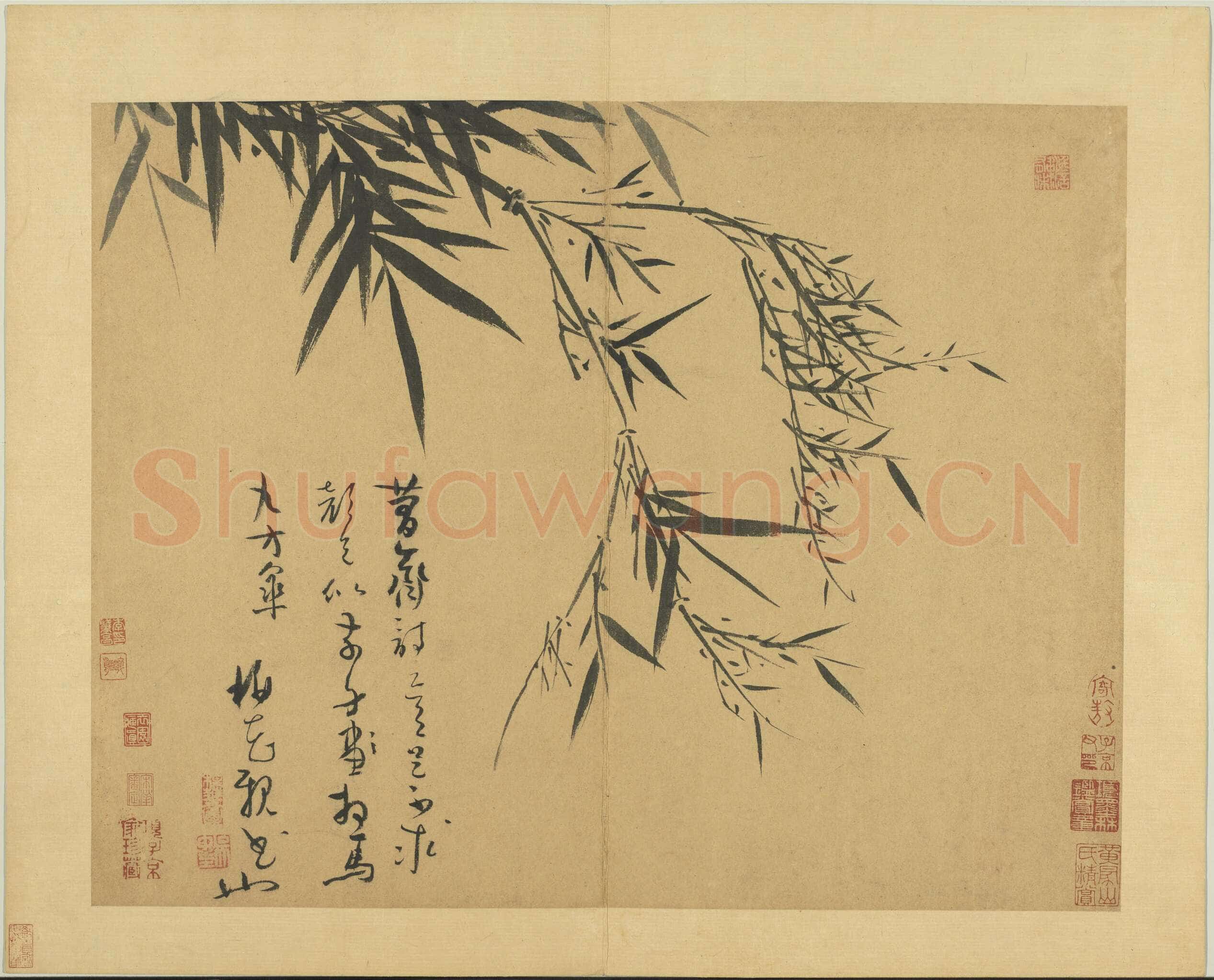 吴镇《墨竹谱》册 纸本 每页纵40.3厘米,横52厘米 二十二页 台北故宫博物院藏