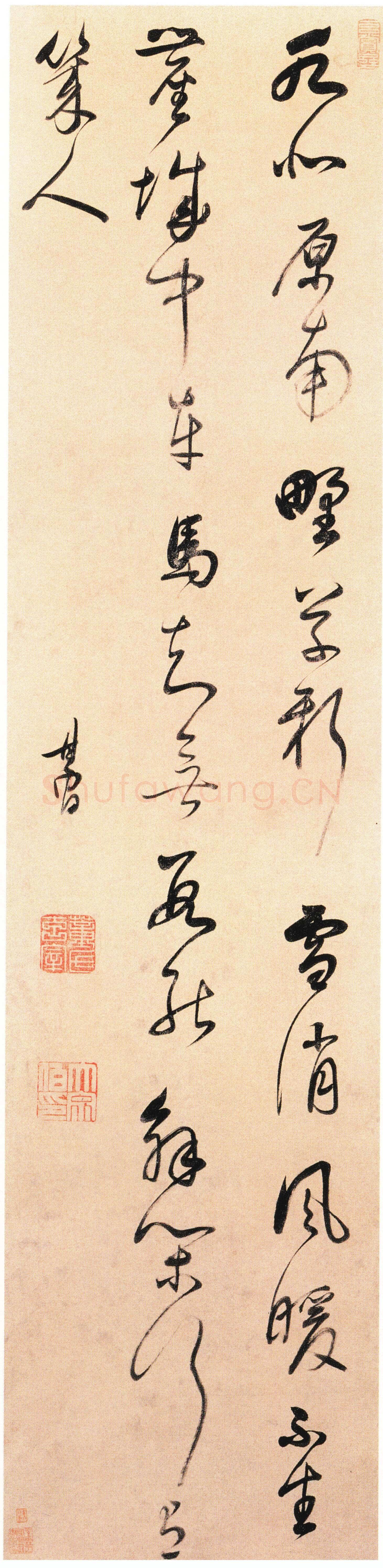 董其昌(立轴)《书张籍七言诗轴》金笺草书 145.1×34.7cm 北京故宫博物院藏