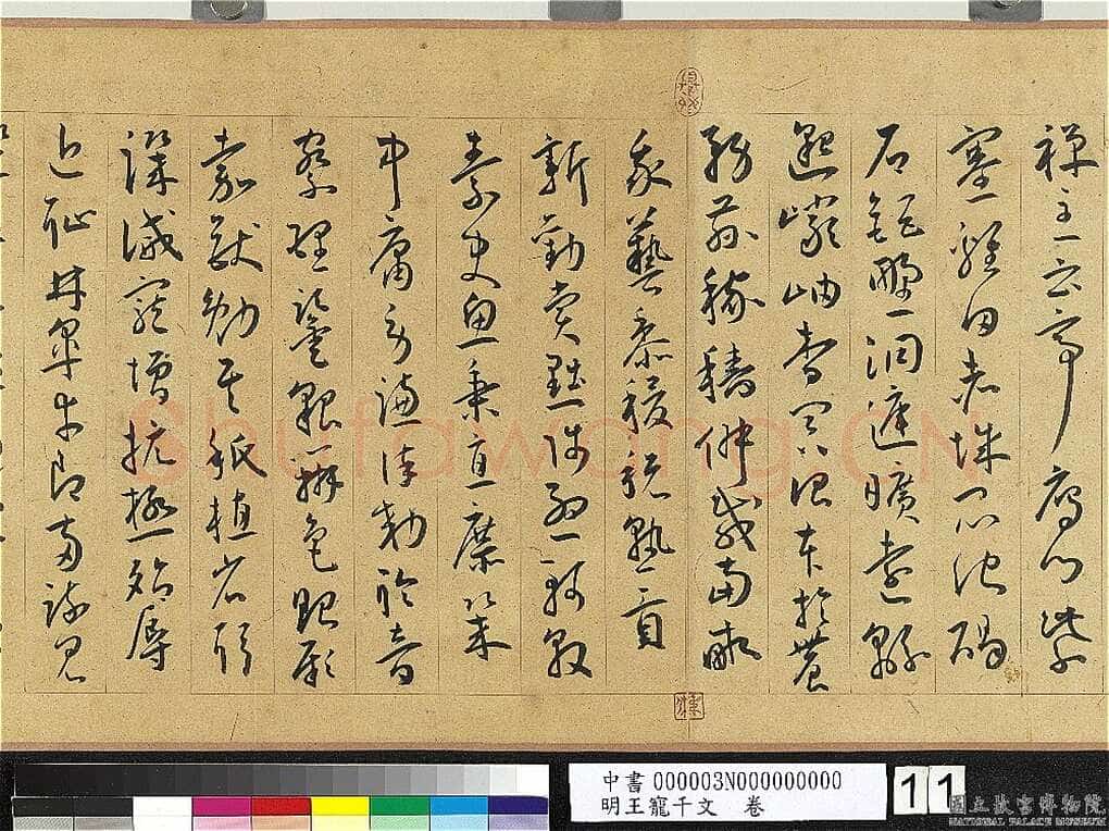 王宠《千字文卷》纸本 行书 27.8×460.6cm 嘉靖六年(1527)台北故宫博